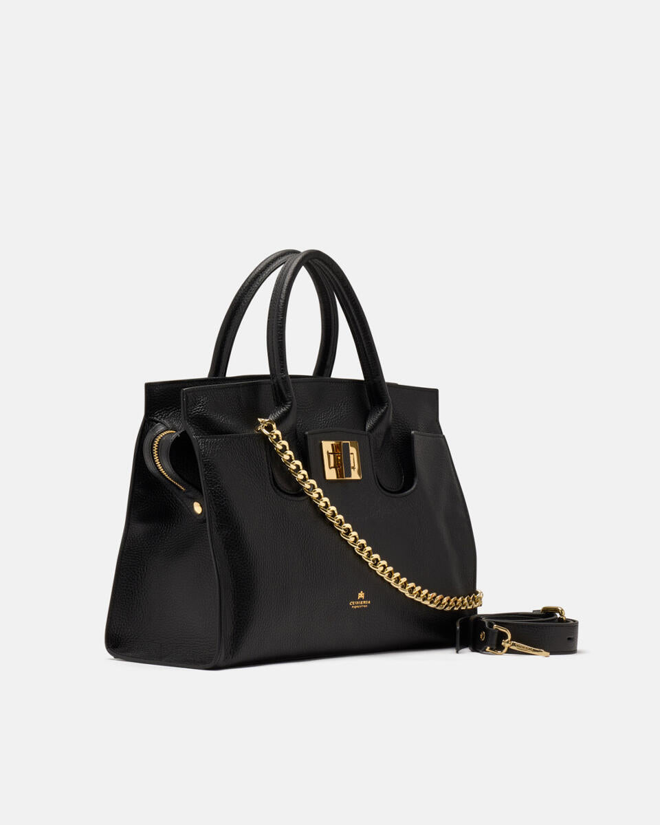 TOTE BAG GRANDE Collezione Bella Nero Cuoieria Fiorentina