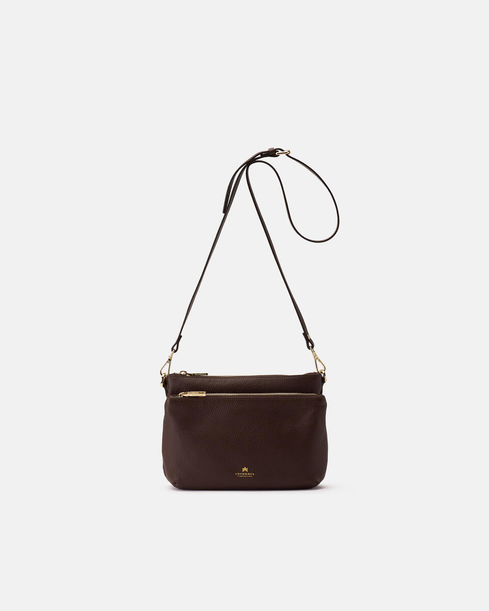 DOUBLE POUCH Collezione Velvet Cioccolato Cuoieria Fiorentina