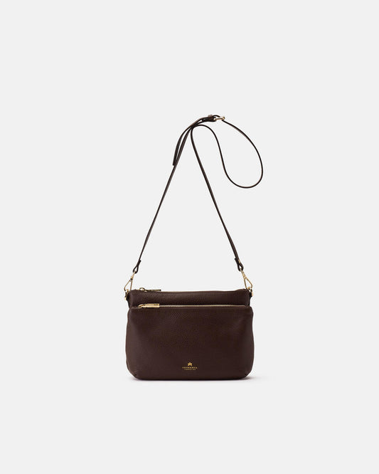 DOUBLE POUCH Collezione Velvet Cioccolato Cuoieria Fiorentina