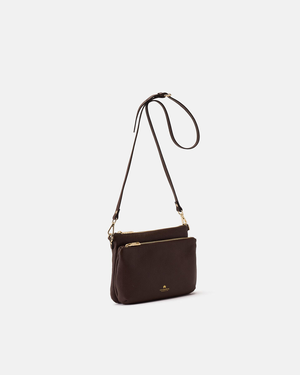 DOUBLE POUCH Collezione Velvet Cioccolato Cuoieria Fiorentina