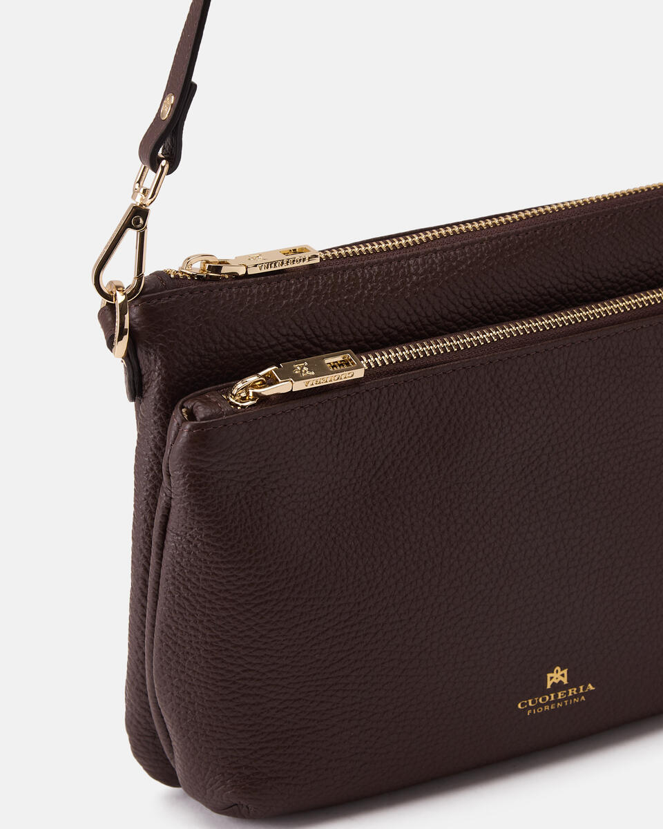 DOUBLE POUCH Collezione Velvet Cioccolato Cuoieria Fiorentina