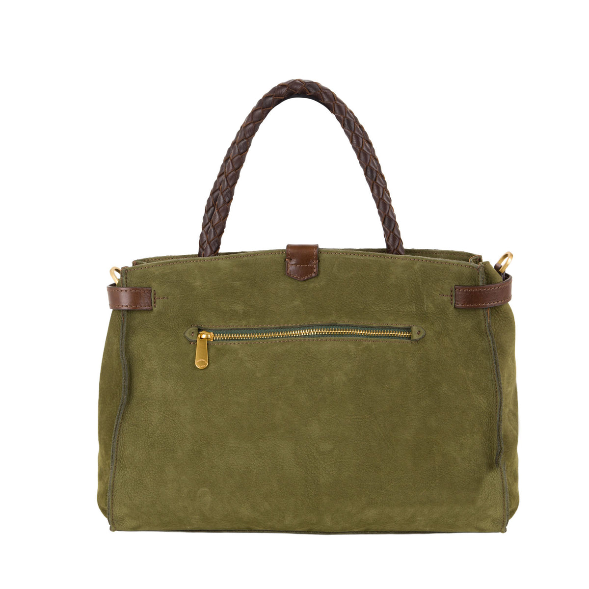 Bauletto in nabuk da donna con manici intrecciati NB26500 Pelletteria Veneta