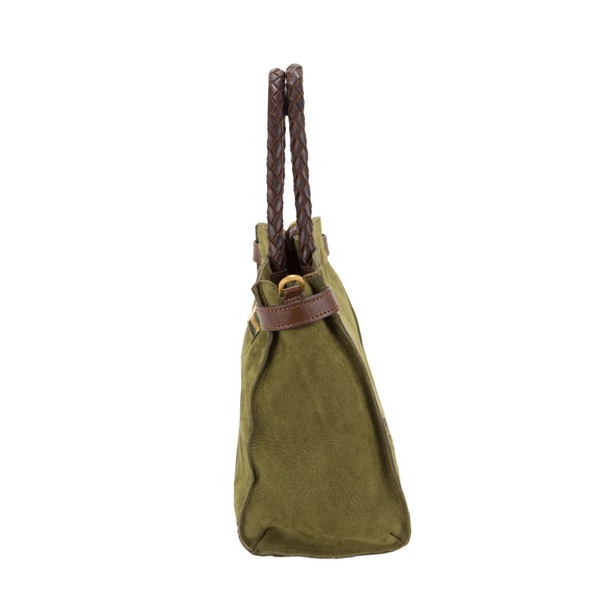 Bauletto in nabuk da donna con manici intrecciati NB26500 Pelletteria Veneta