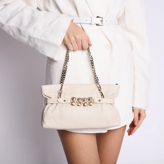 ToscaBlu  Pochette gioiello Capri in pelle colore avorio