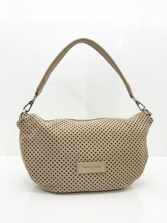 Borsa a Spalla 'Forello' in Nabuk Traforato Marmo - Pelletteria Veneta