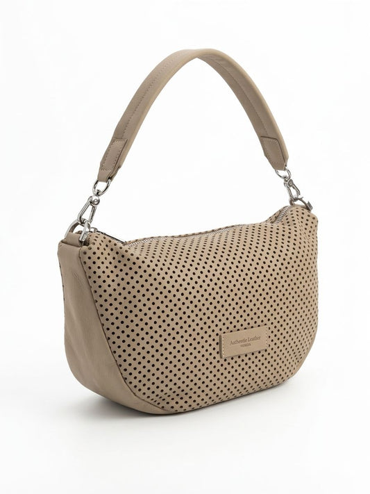 Borsa a Spalla 'Forello' in Nabuk Traforato Marmo - Pelletteria Veneta