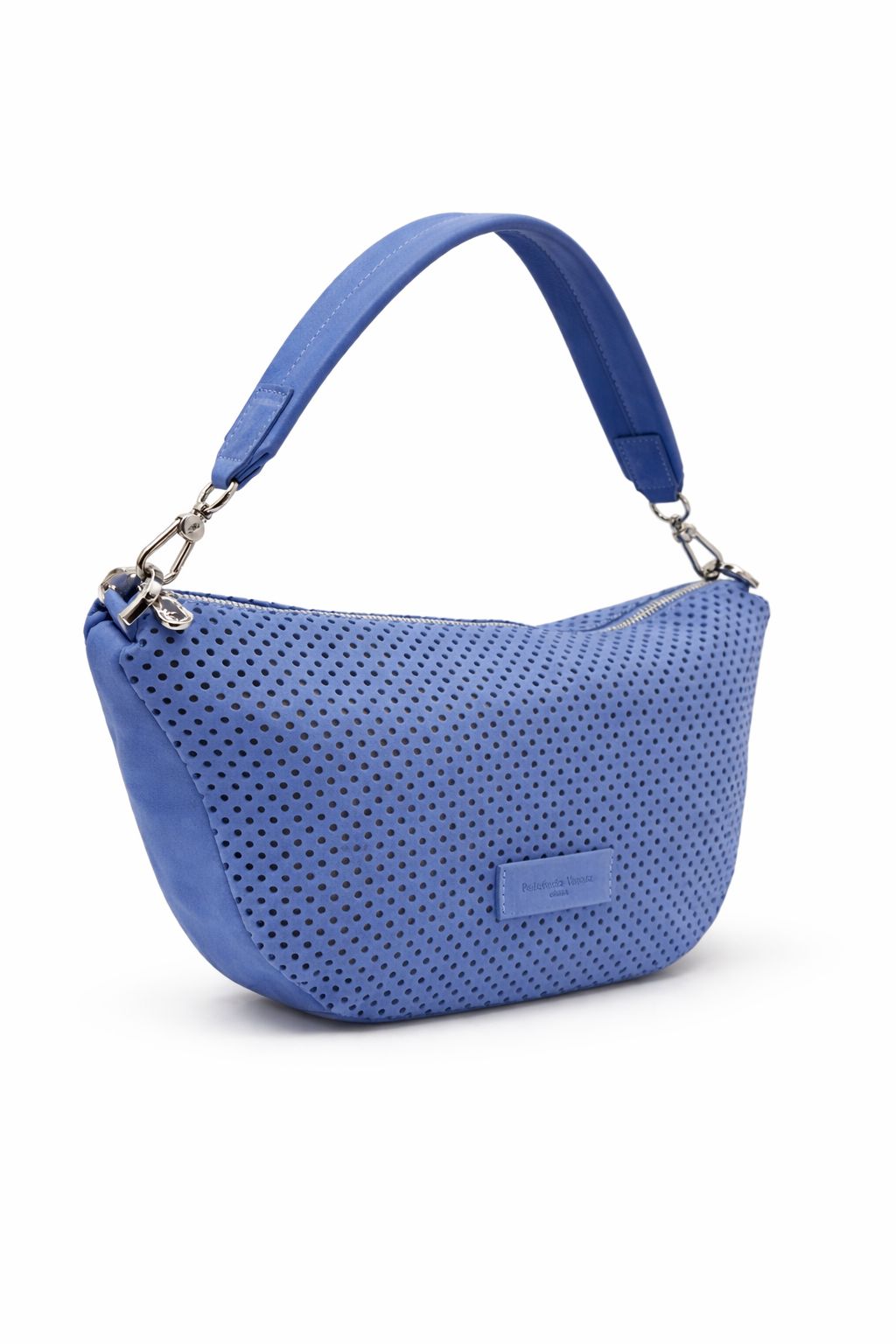 Borsa a Spalla 'Forello' in Nabuk Traforato Cielo - Pelletteria Veneta