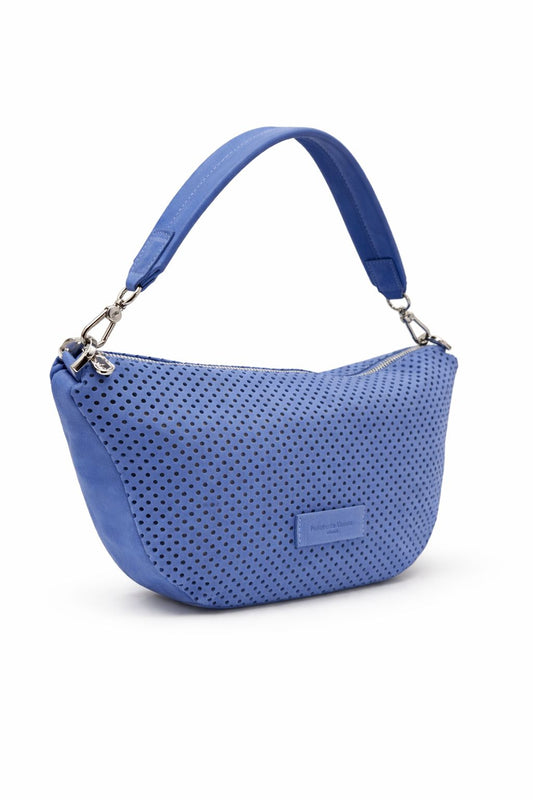 Borsa a Spalla 'Forello' in Nabuk Traforato Cielo - Pelletteria Veneta