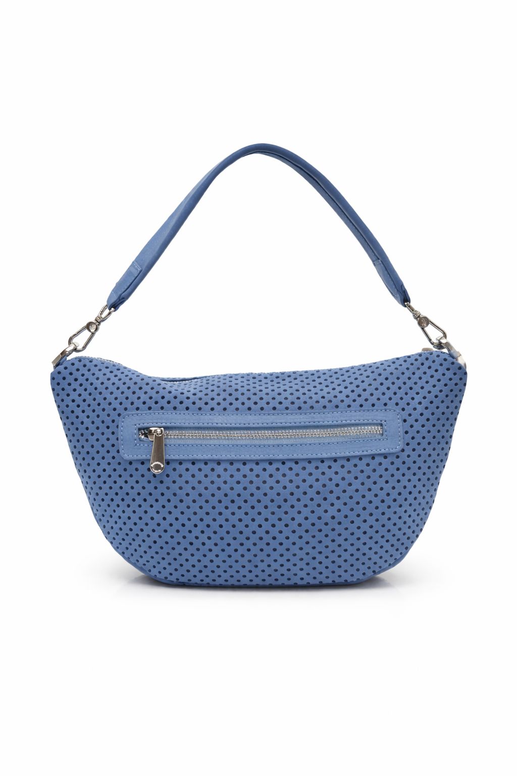 Borsa a Spalla 'Forello' in Nabuk Traforato Cielo - Pelletteria Veneta