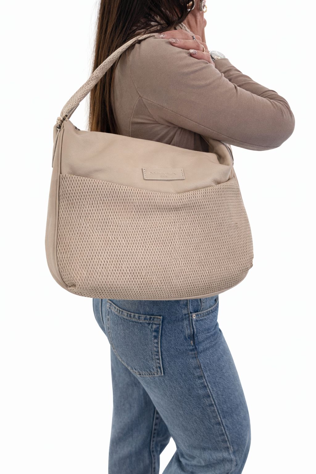 Borsa a Spalla 'Levada' in Pelle Beige - Pelletteria Veneta