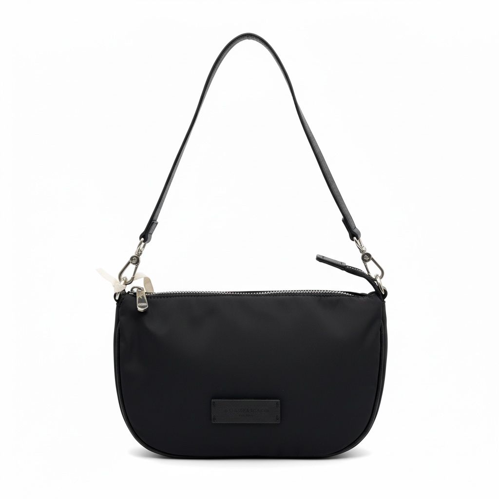 Borsa a Tracolla Piccola 'Vela' in Nylon Nero - Pelletteria Veneta