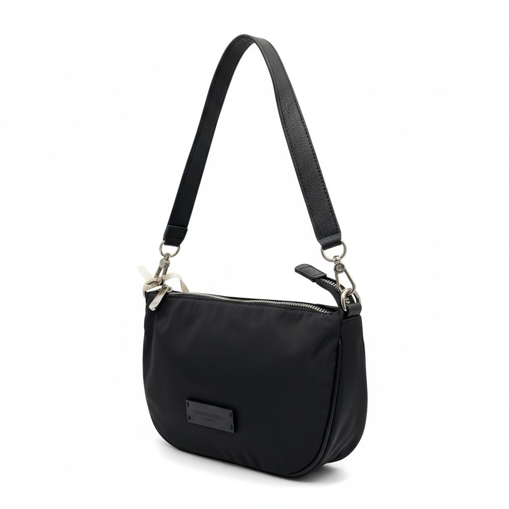 Borsa a Tracolla Piccola 'Vela' in Nylon Nero - Pelletteria Veneta