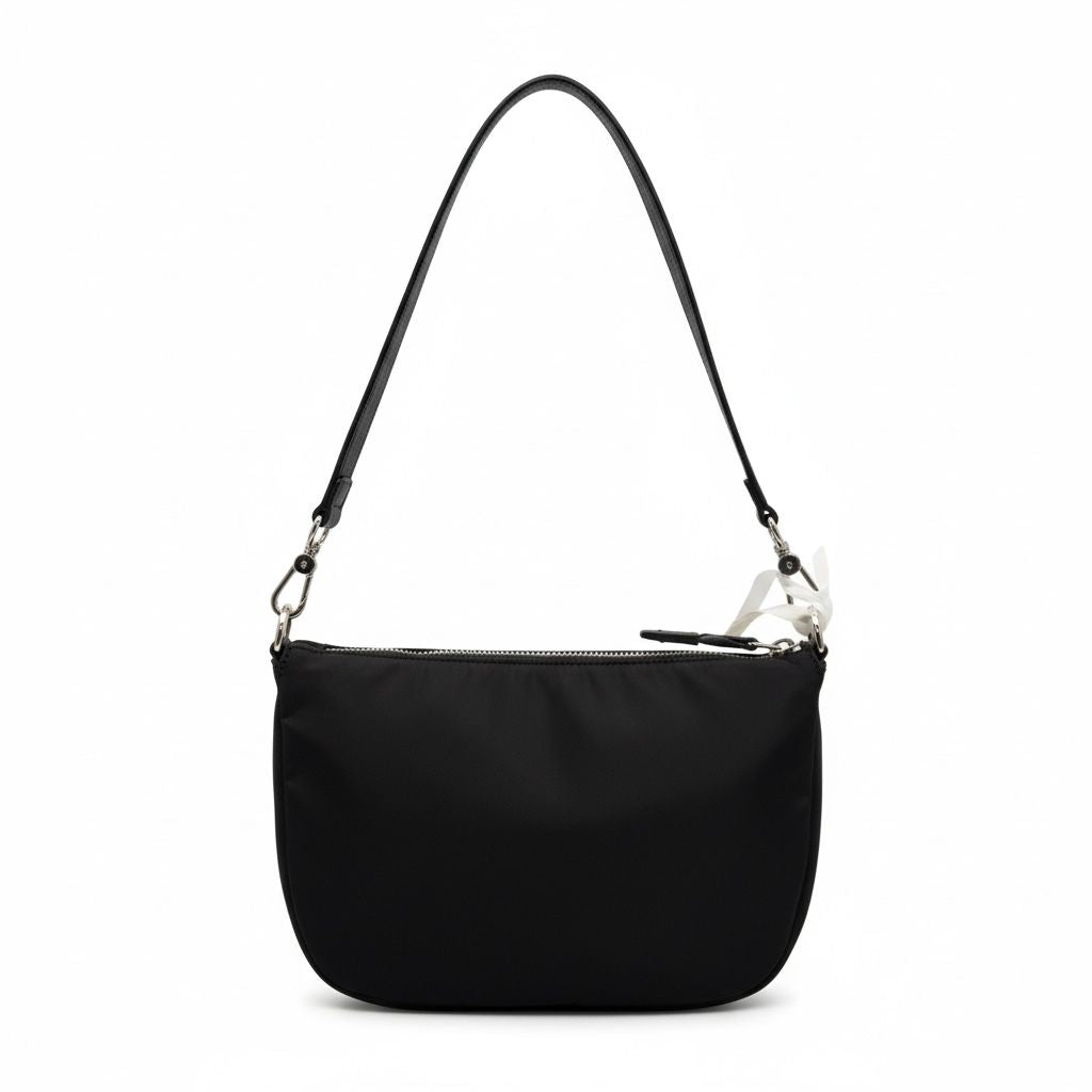 Borsa a Tracolla Piccola 'Vela' in Nylon Nero - Pelletteria Veneta