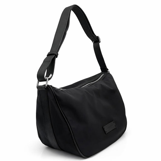 Borsa a Tracolla Grande 'Vela' in Nylon Nero - Pelletteria Veneta