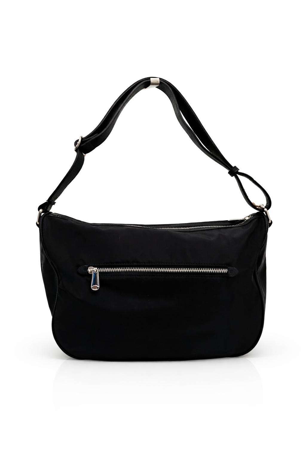 Borsa a Tracolla Grande 'Vela' in Nylon Nero - Pelletteria Veneta