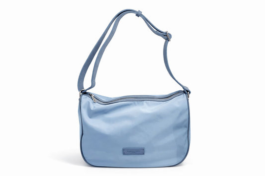 Borsa a Tracolla Grande 'Vela' in Nylon Azzurro - Pelletteria Veneta