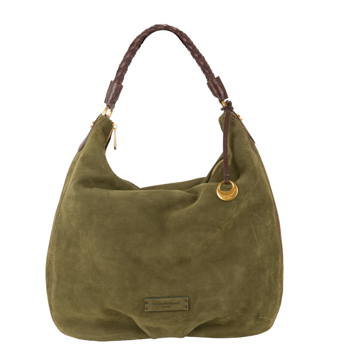 Borsa a spalla in nabuk da donna con manico intrecciati NB26502 Pelletteria Veneta