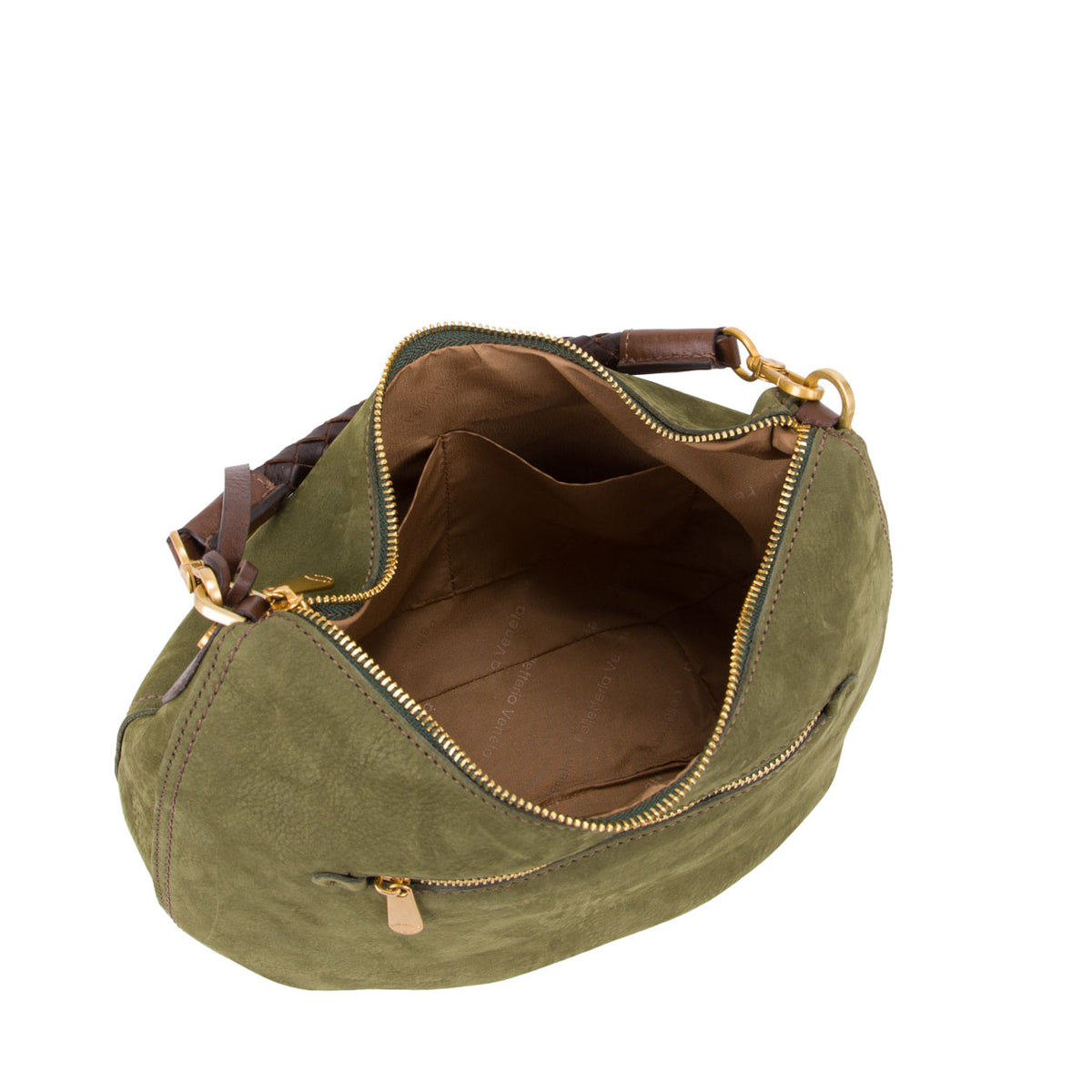 Borsa a spalla in nabuk da donna con manico intrecciati NB26502 Pelletteria Veneta