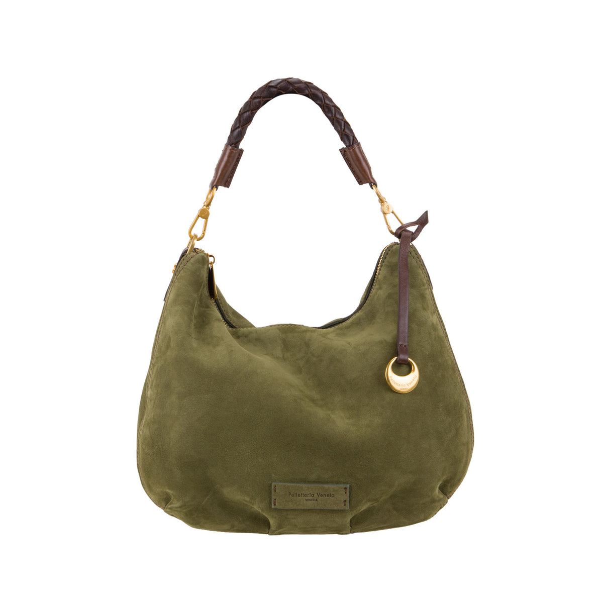 Borsa a spalla in nabuk da donna con manico intrecciati NB26503 Pelletteria Veneta