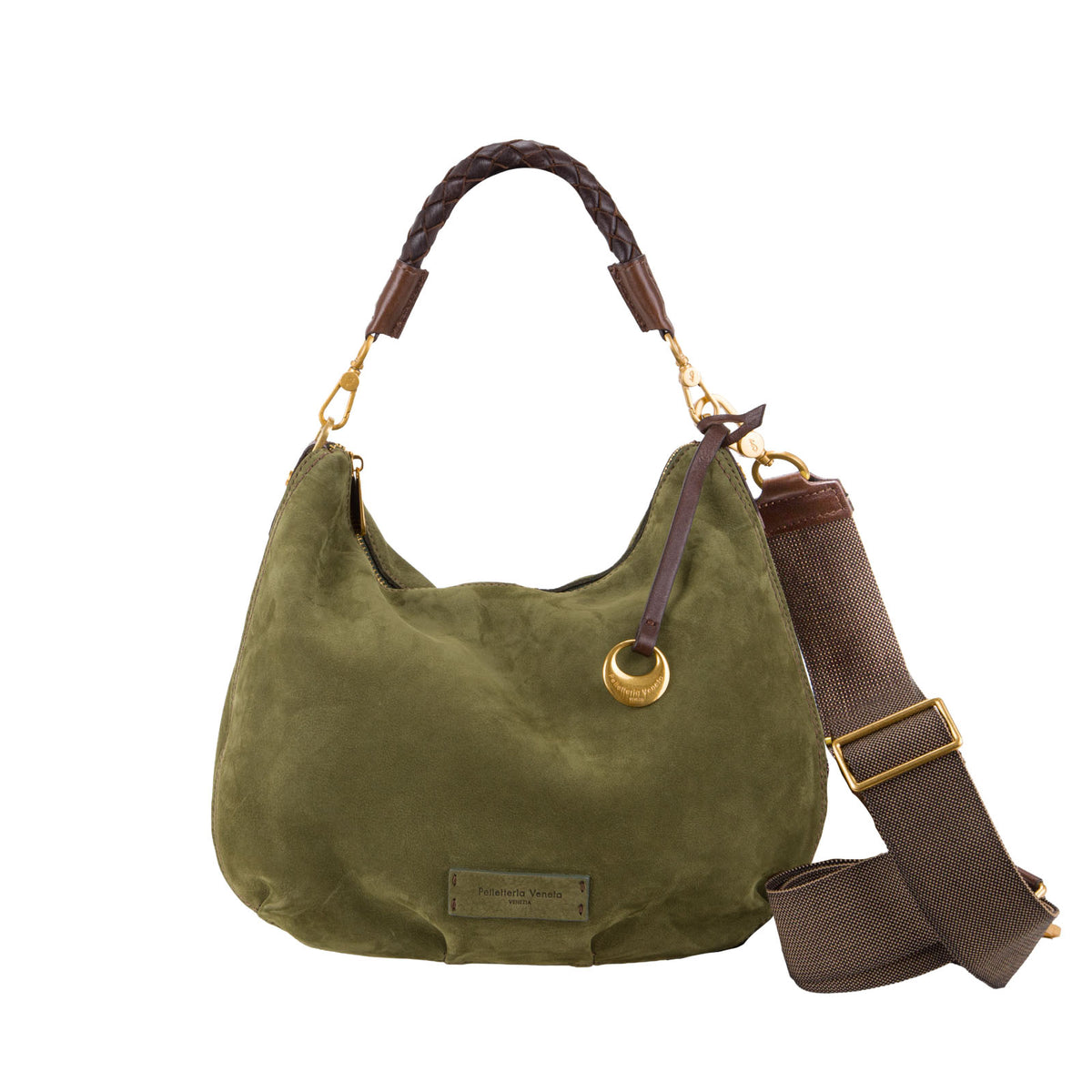Borsa a spalla in nabuk da donna con manico intrecciati NB26503 Pelletteria Veneta