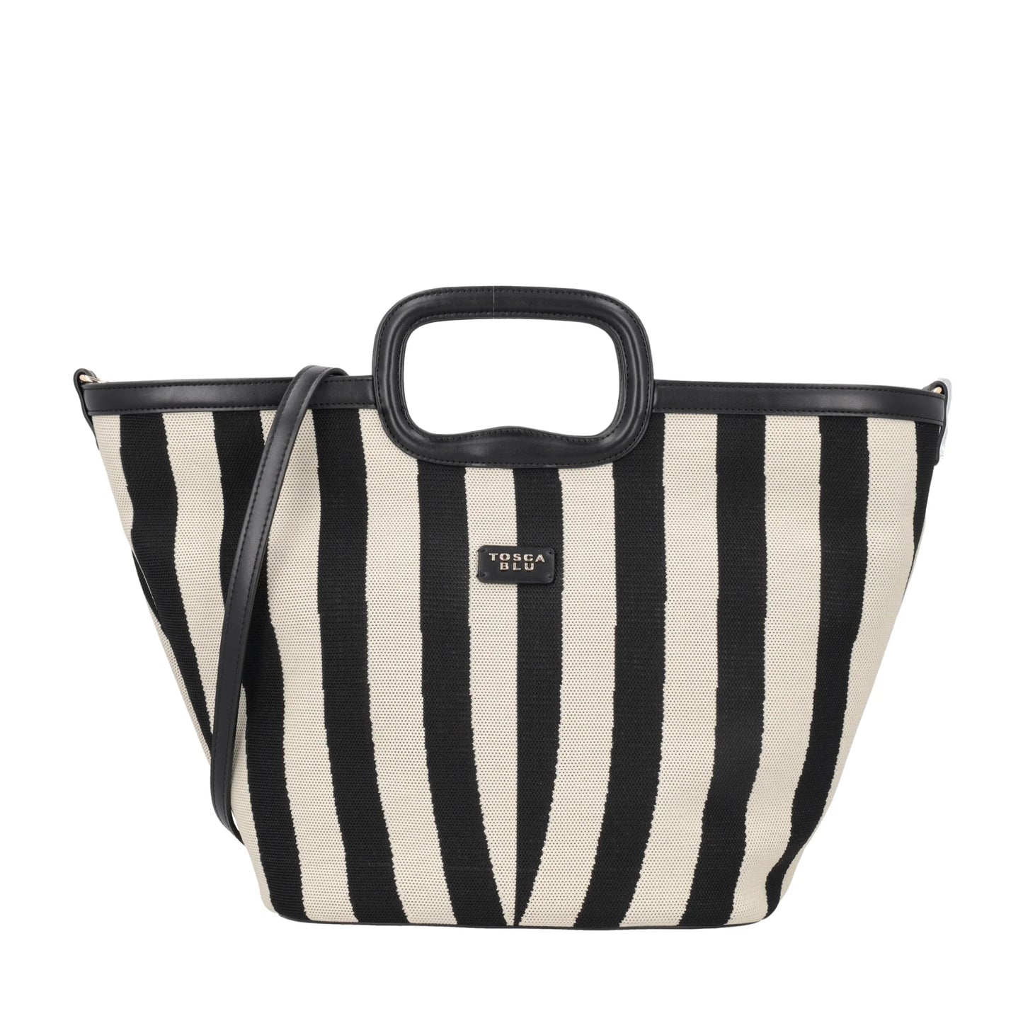 ToscaBlu  Borsa a mano grande Pantelleria a righe colore nero