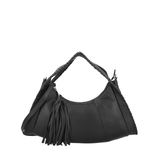 ToscaBlu  Borsa a spalla Africa in pelle colore nero