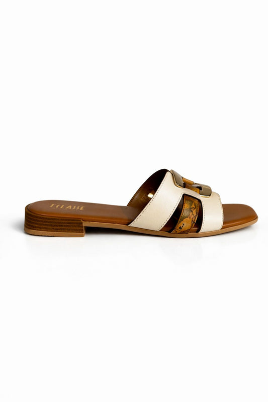 Ciabatta donna Alviero Martini 1ª Classe con fibbia in pelle color Seashell