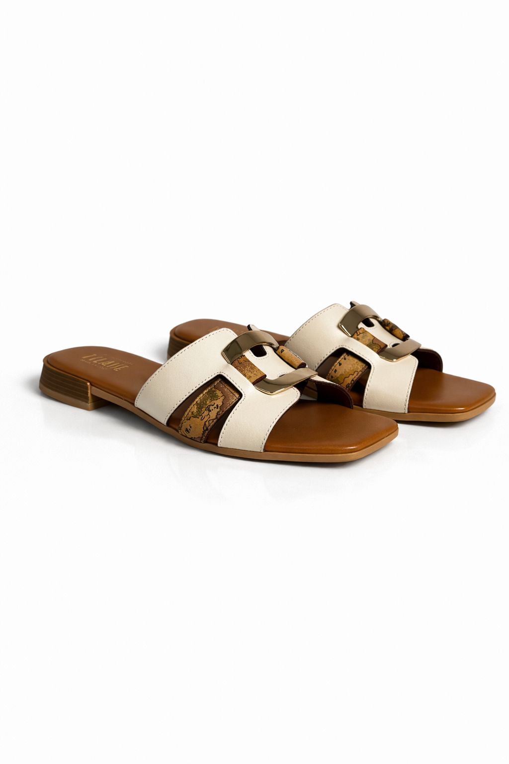 Ciabatta donna Alviero Martini 1ª Classe con fibbia in pelle color Seashell