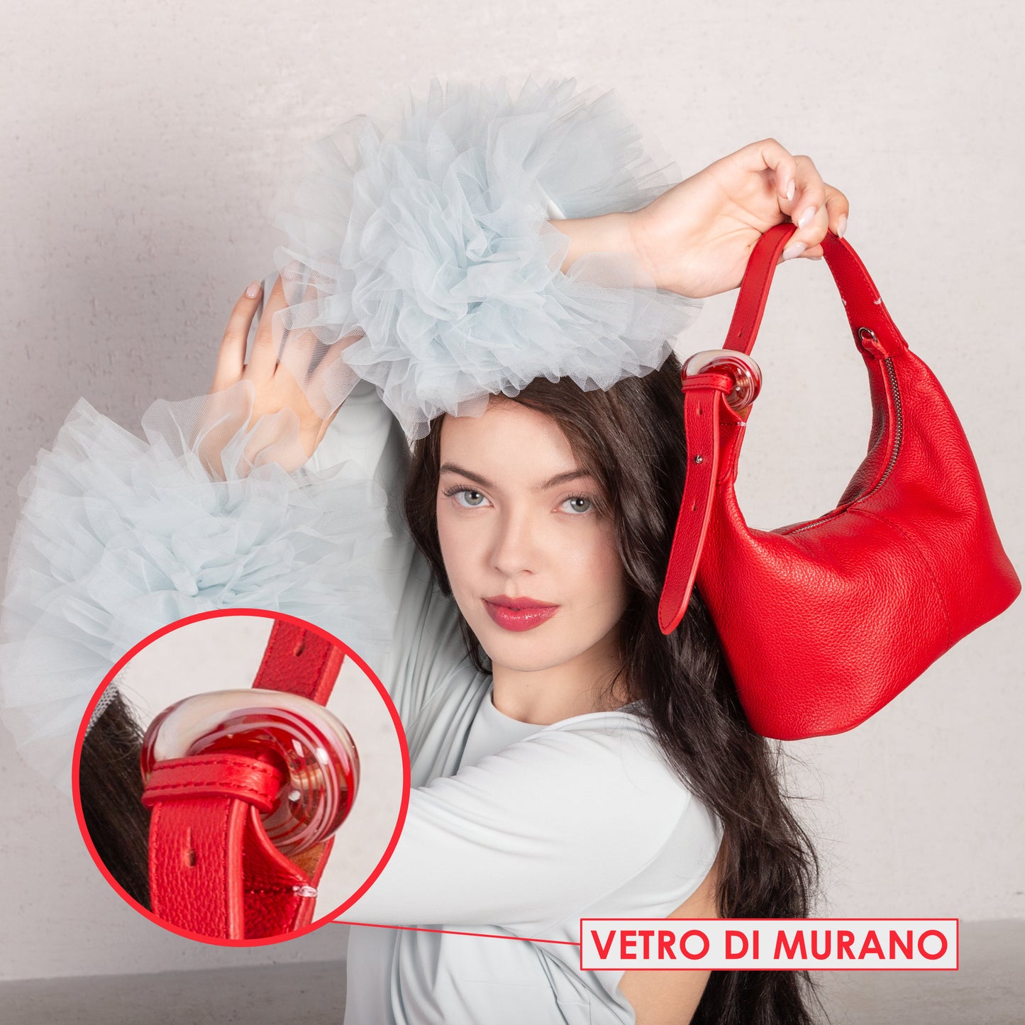 Borsa a Mano 'Murina' in Pelle Rosso - Pelletteria Veneta
