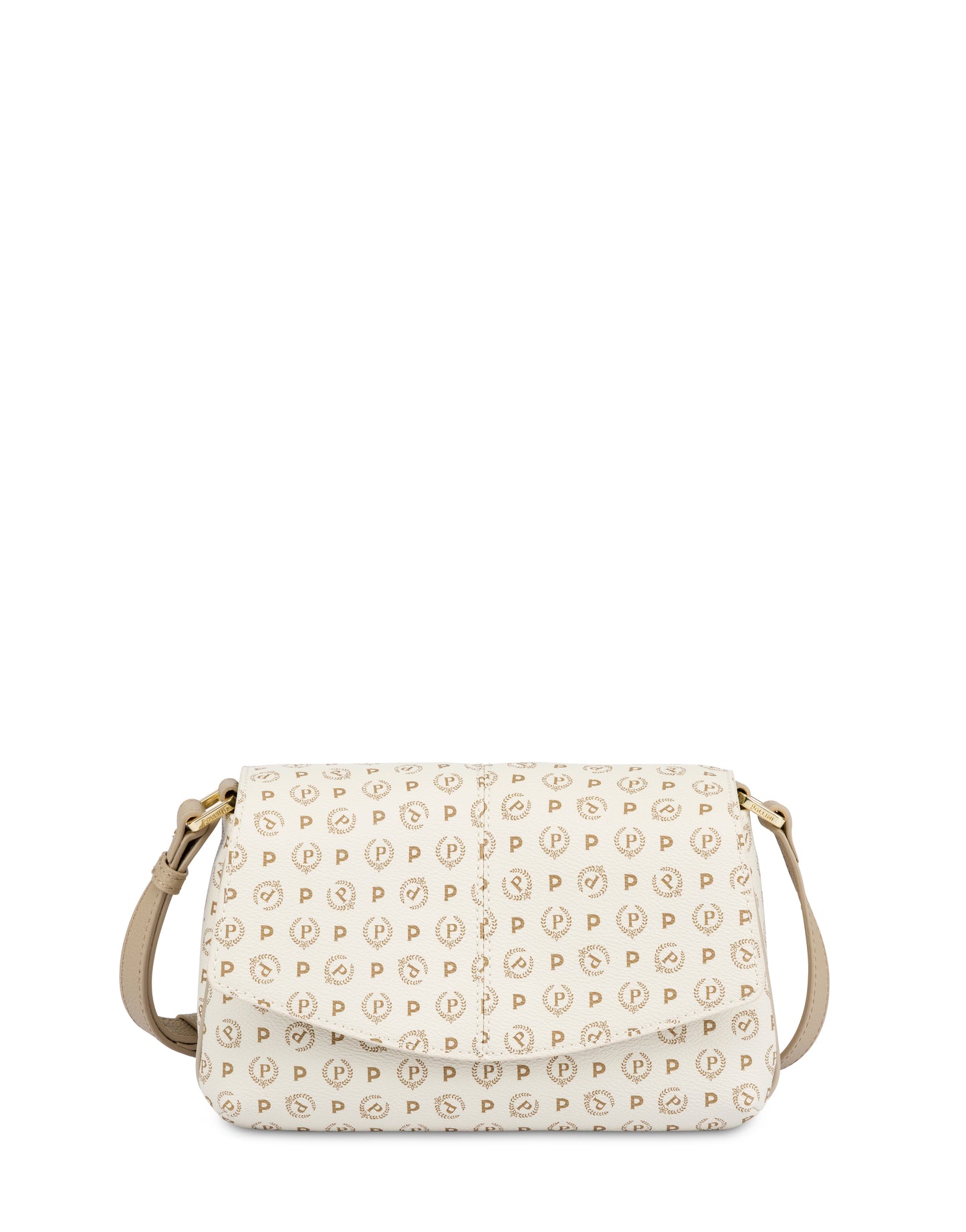 Crossbody Bag In Heritage Logo Avorio/ghiaccio Pollini