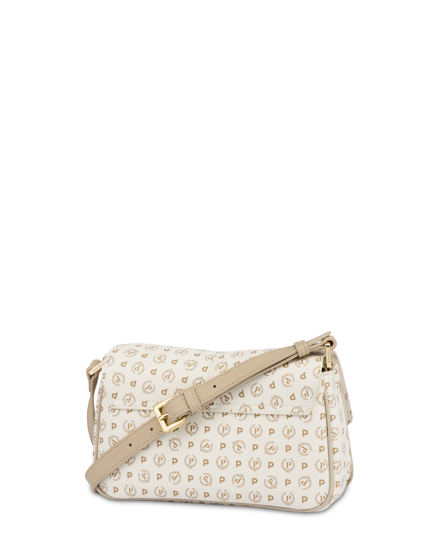 Crossbody Bag In Heritage Logo Avorio/ghiaccio Pollini