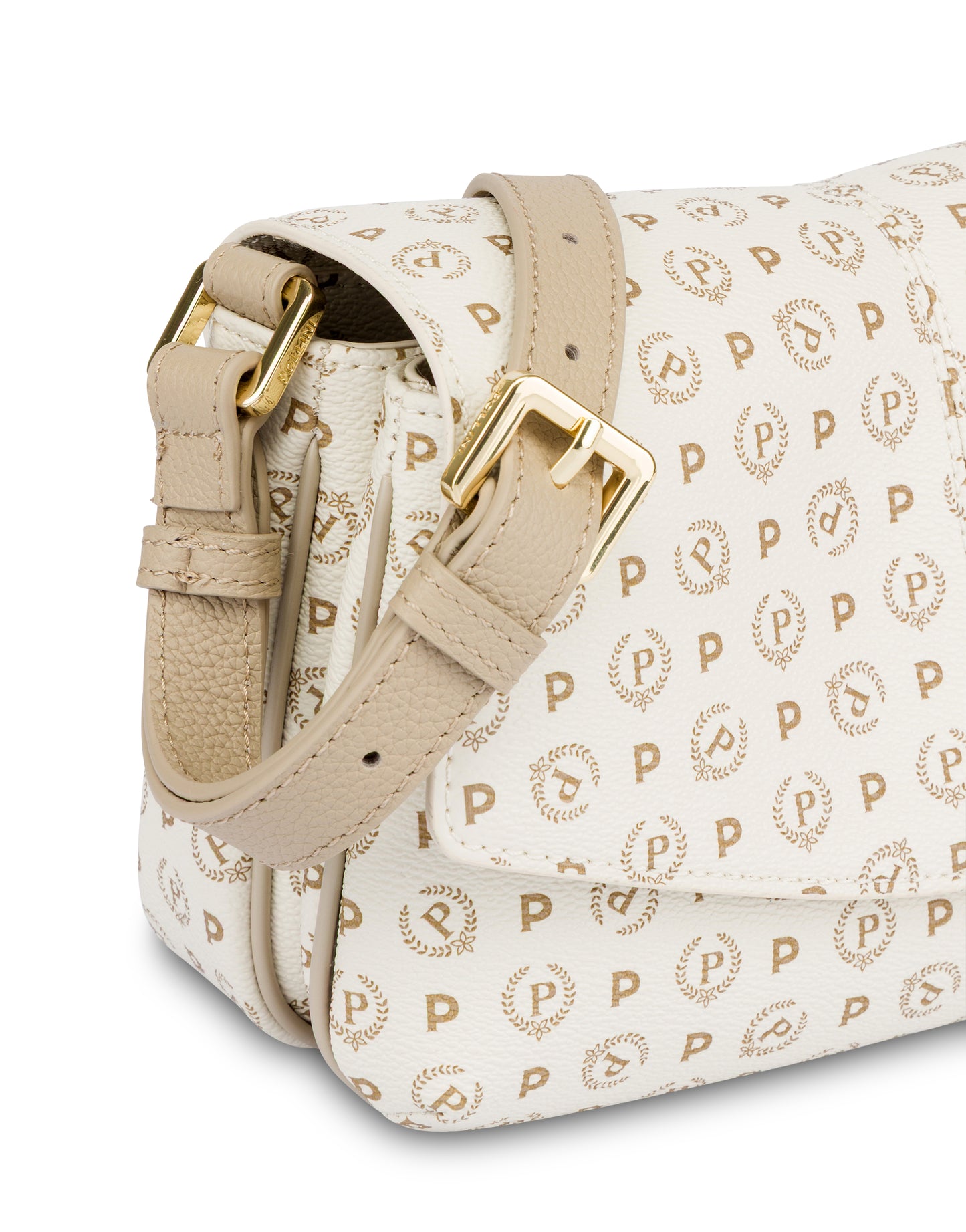 Crossbody Bag In Heritage Logo Avorio/ghiaccio Pollini