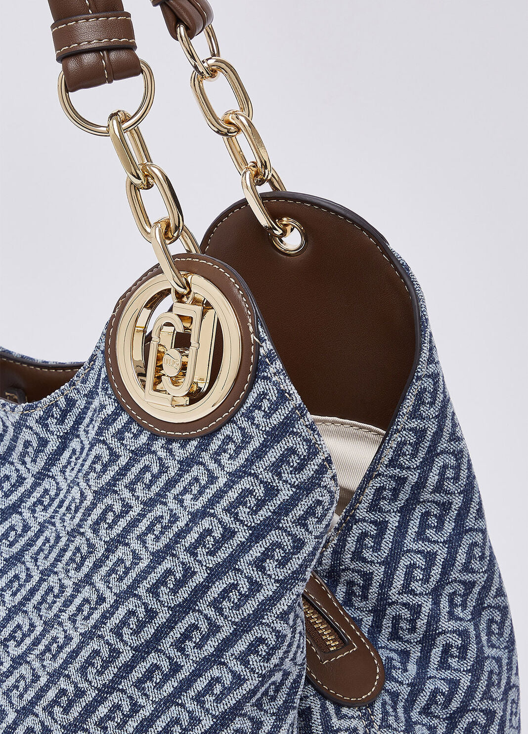 Borsa satchel media effetto denim Liu Jo