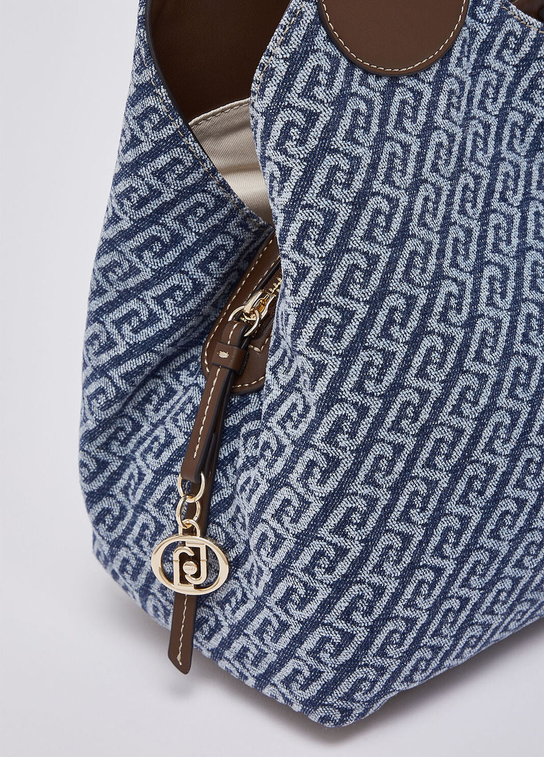 Borsa satchel media effetto denim Liu Jo