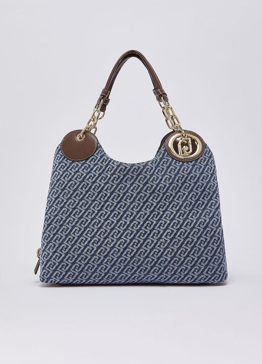 Borsa satchel media effetto denim Liu Jo
