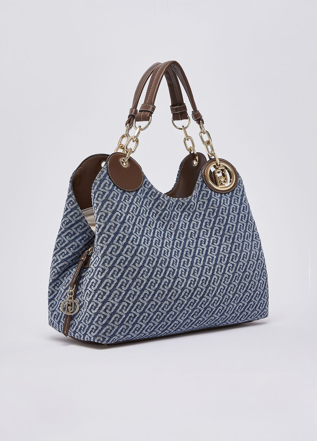 Borsa satchel media effetto denim Liu Jo