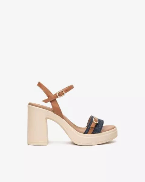 Art. E513665D/214 Sandali Donna in Tessuto e Pelle