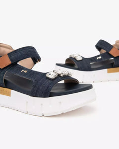 Art. E513691D/214 Sandali Donna in Tessuto e Pelle