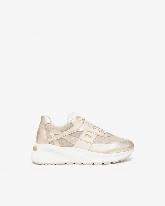 E615183D_418 Sneakers Donna in Pelle e Tessuto NeroGiardini