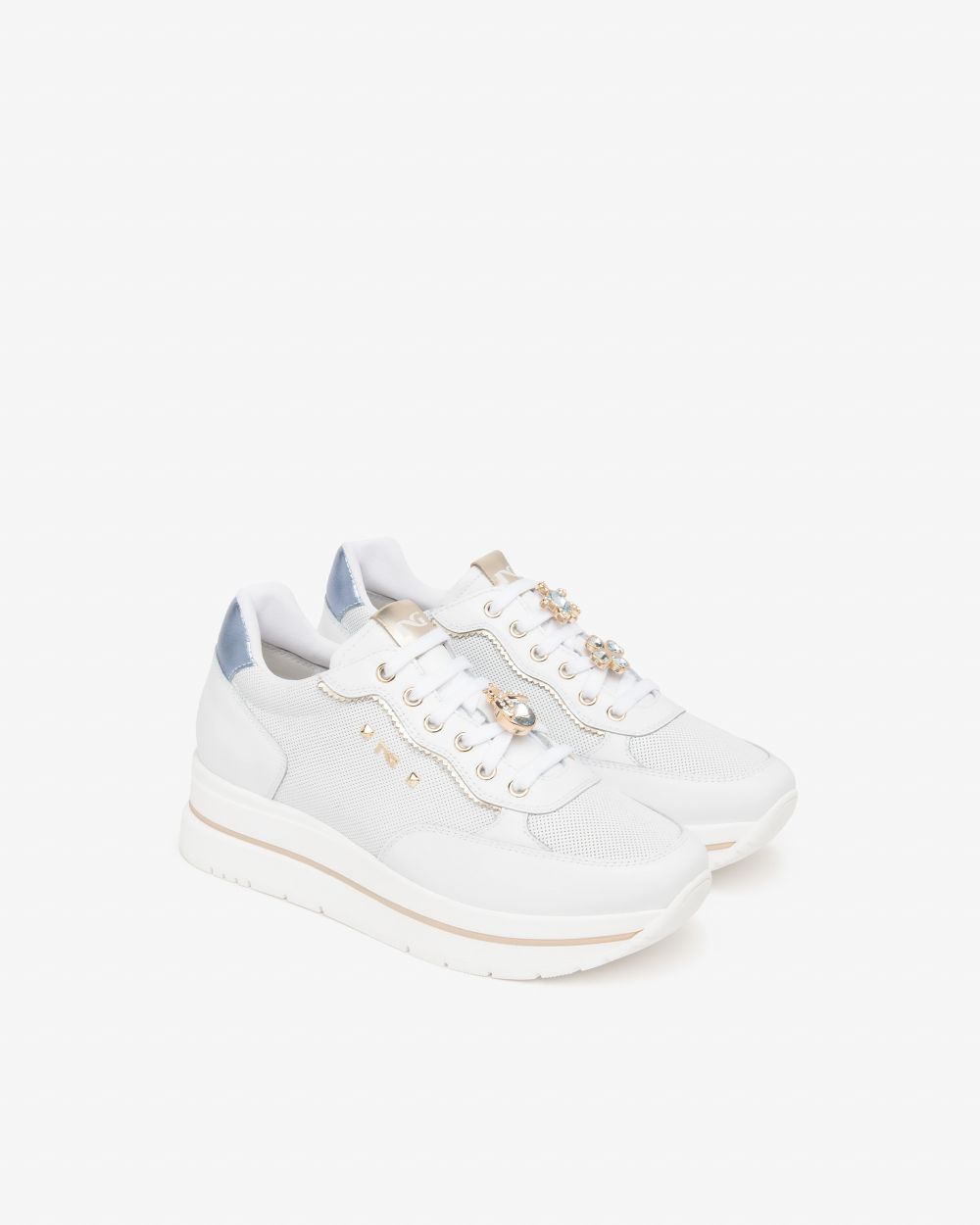 E615202D_707 Sneakers Donna in Pelle e Materiale Tecnico NeroGiardini