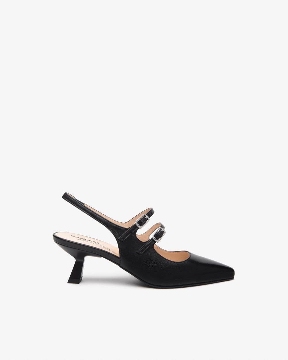 E615410DE_100 Sling-Back Donna in Pelle NeroGiardini