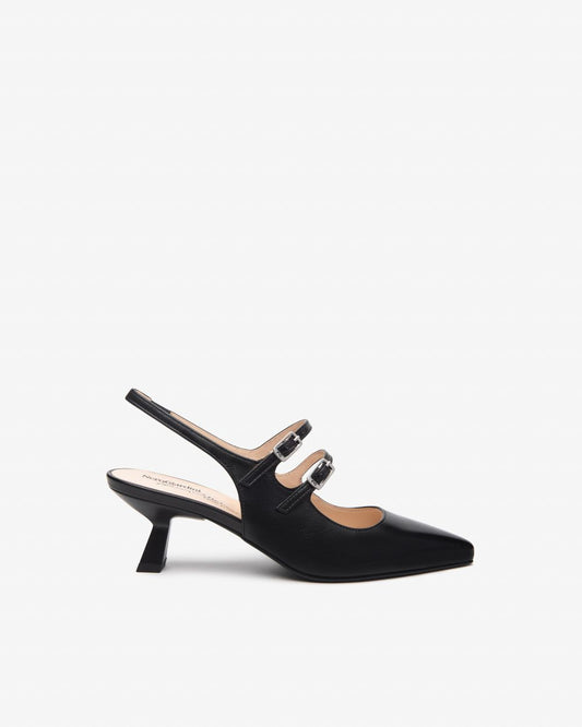 E615410DE_100 Sling-Back Donna in Pelle NeroGiardini