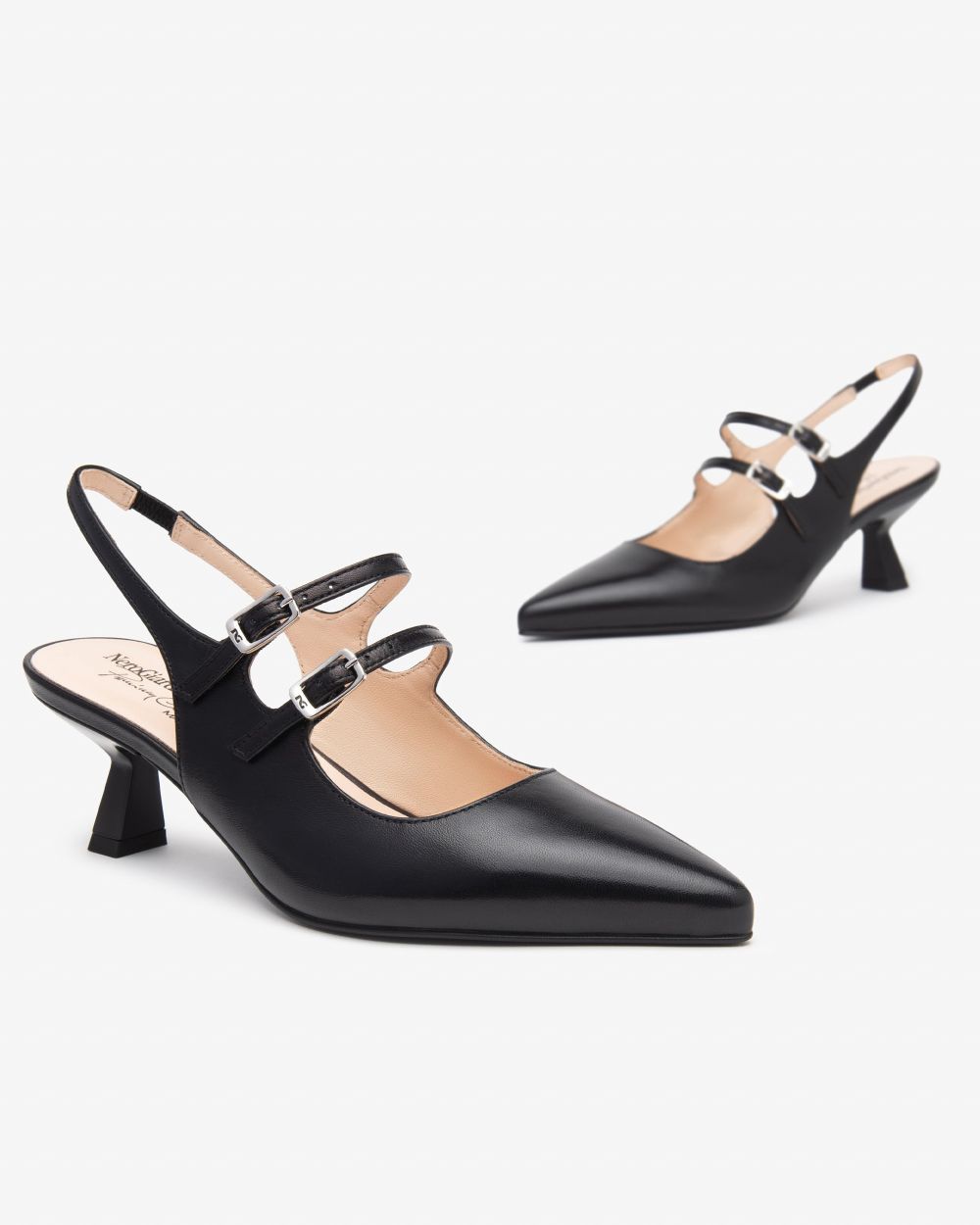 E615410DE_100 Sling-Back Donna in Pelle NeroGiardini