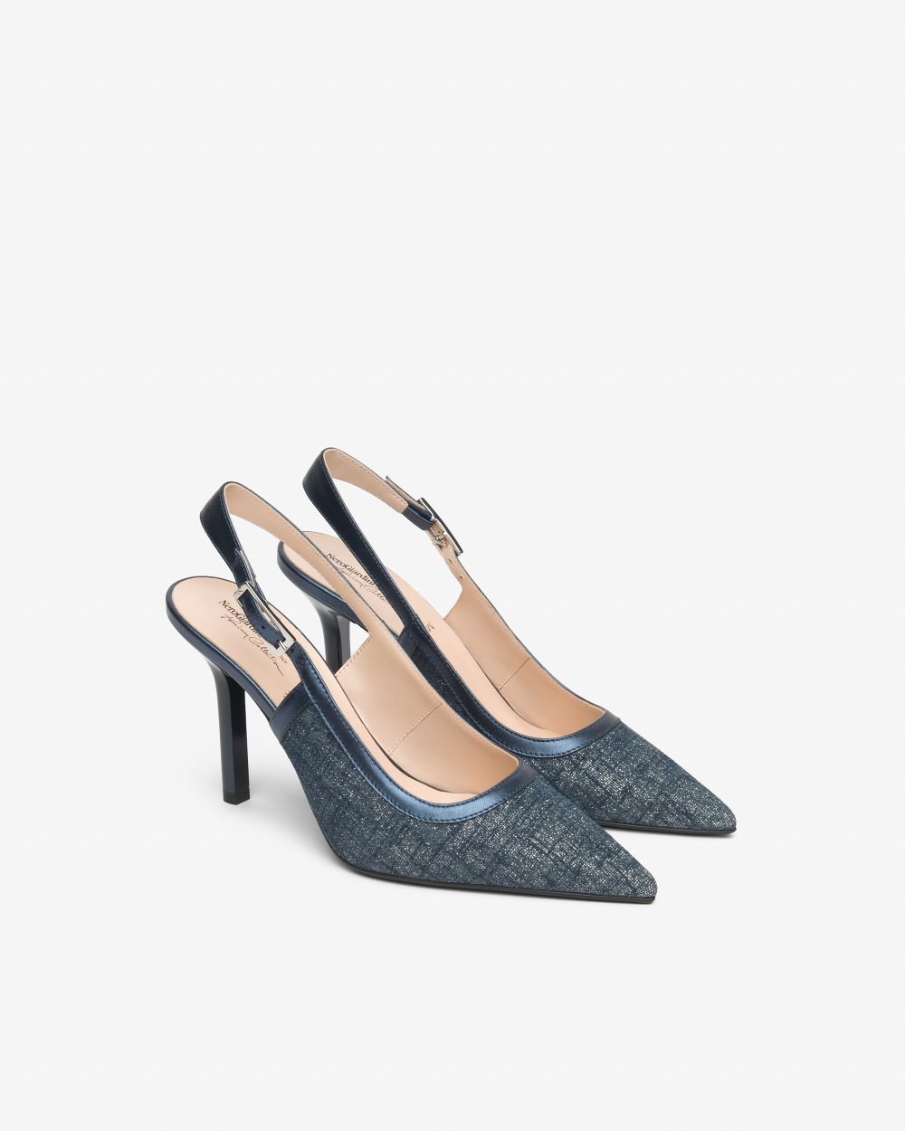 E615430DE_203 Sling-Back Donna in Tessuto e Pelle NeroGiardini