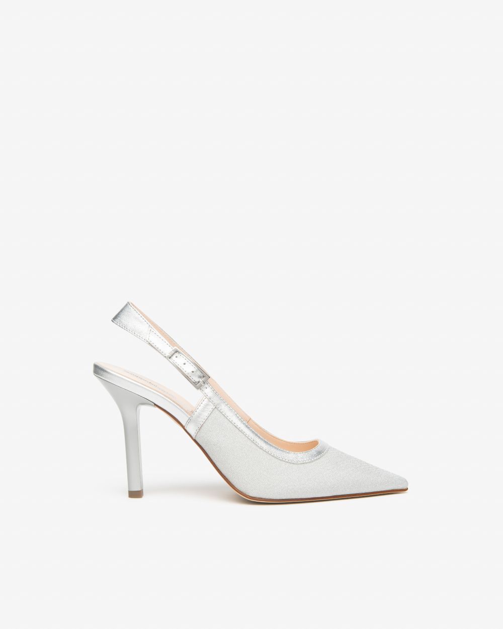 E615430DE_700 Sling-Back Donna in Tessuto e Pelle NeroGiardini