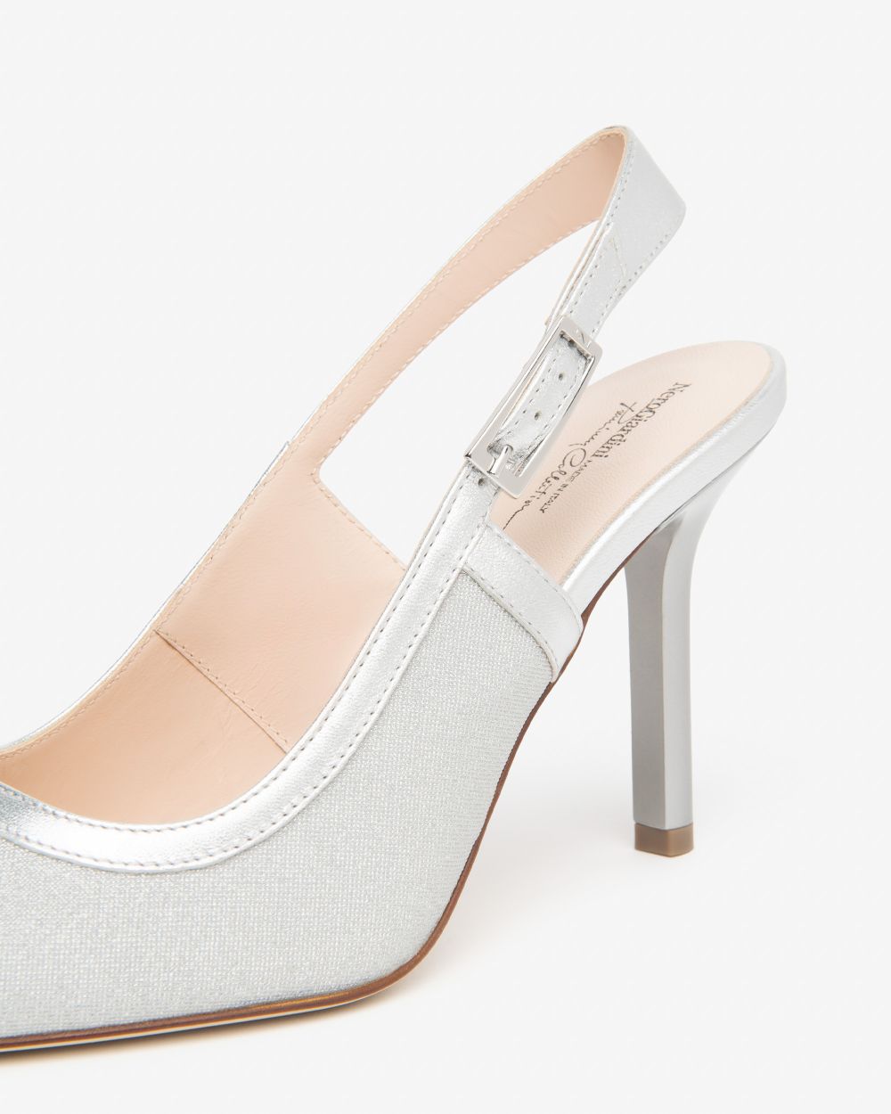 E615430DE_700 Sling-Back Donna in Tessuto e Pelle NeroGiardini