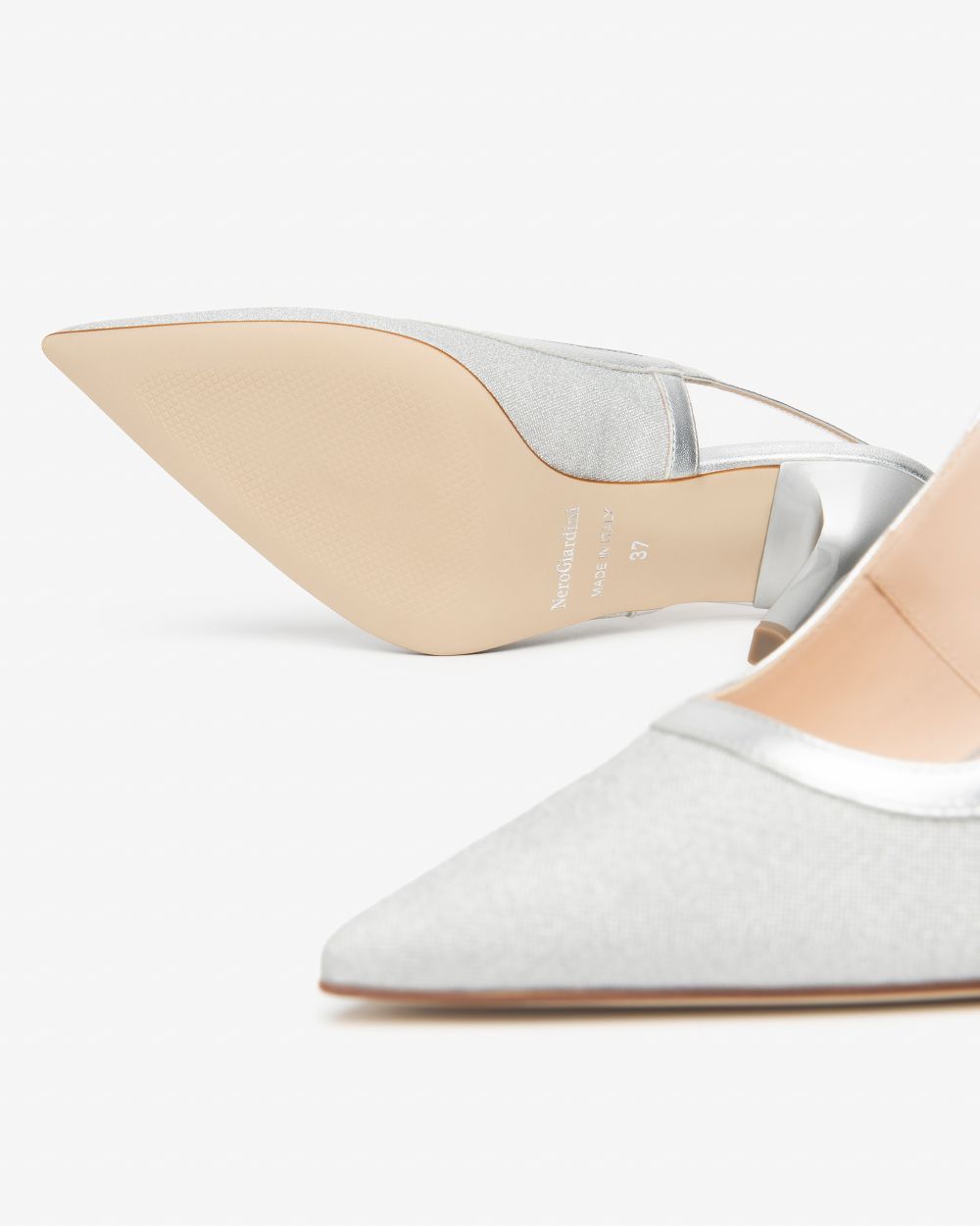 E615430DE_700 Sling-Back Donna in Tessuto e Pelle NeroGiardini