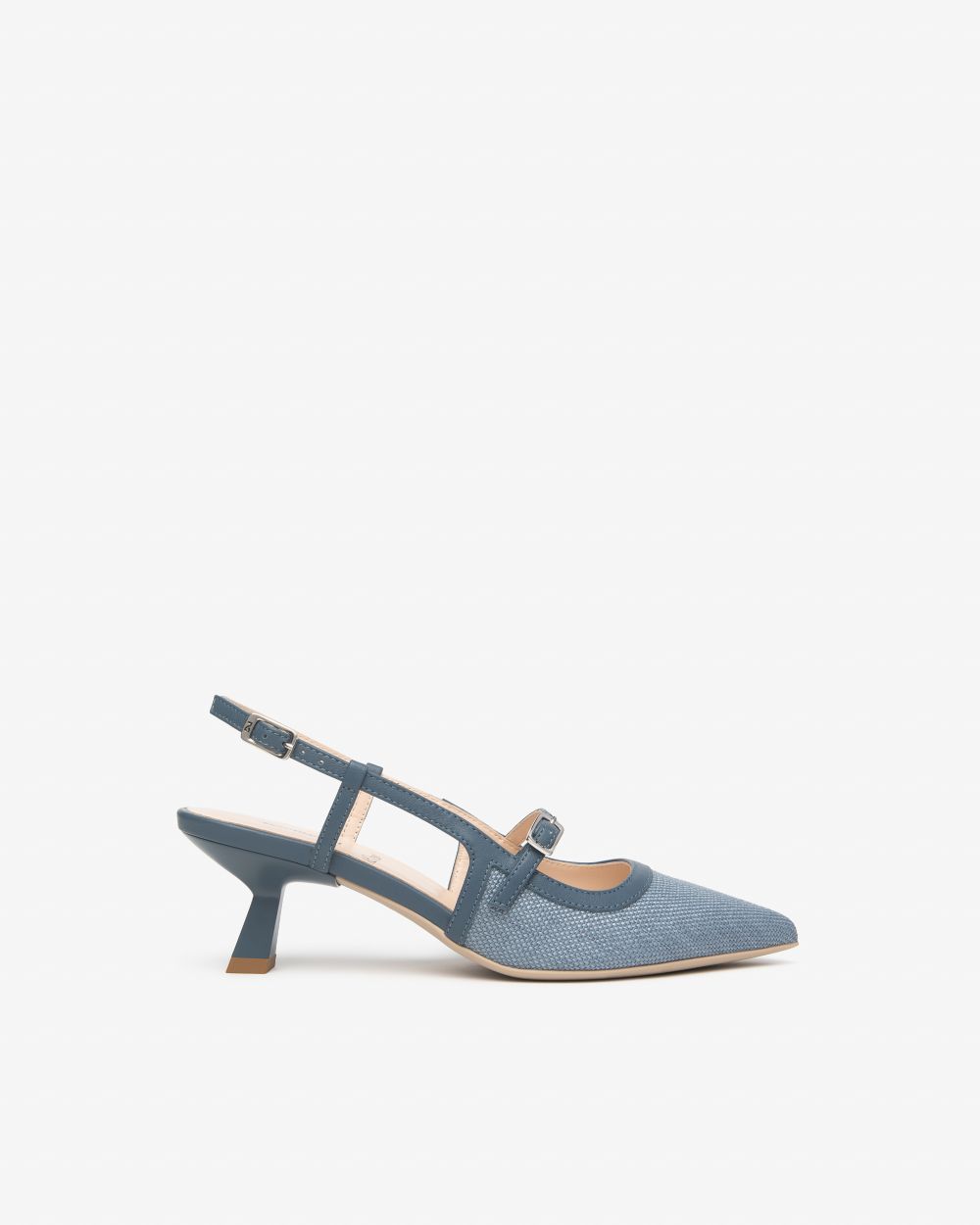 E615471D_203 Sling-Back Donna in Pelle e Tessuto NeroGiardini