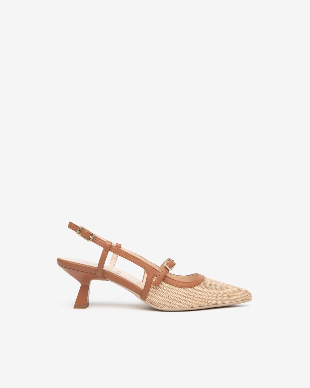 E615471D_420 Sling-Back Donna in Pelle e Tessuto NeroGiardini