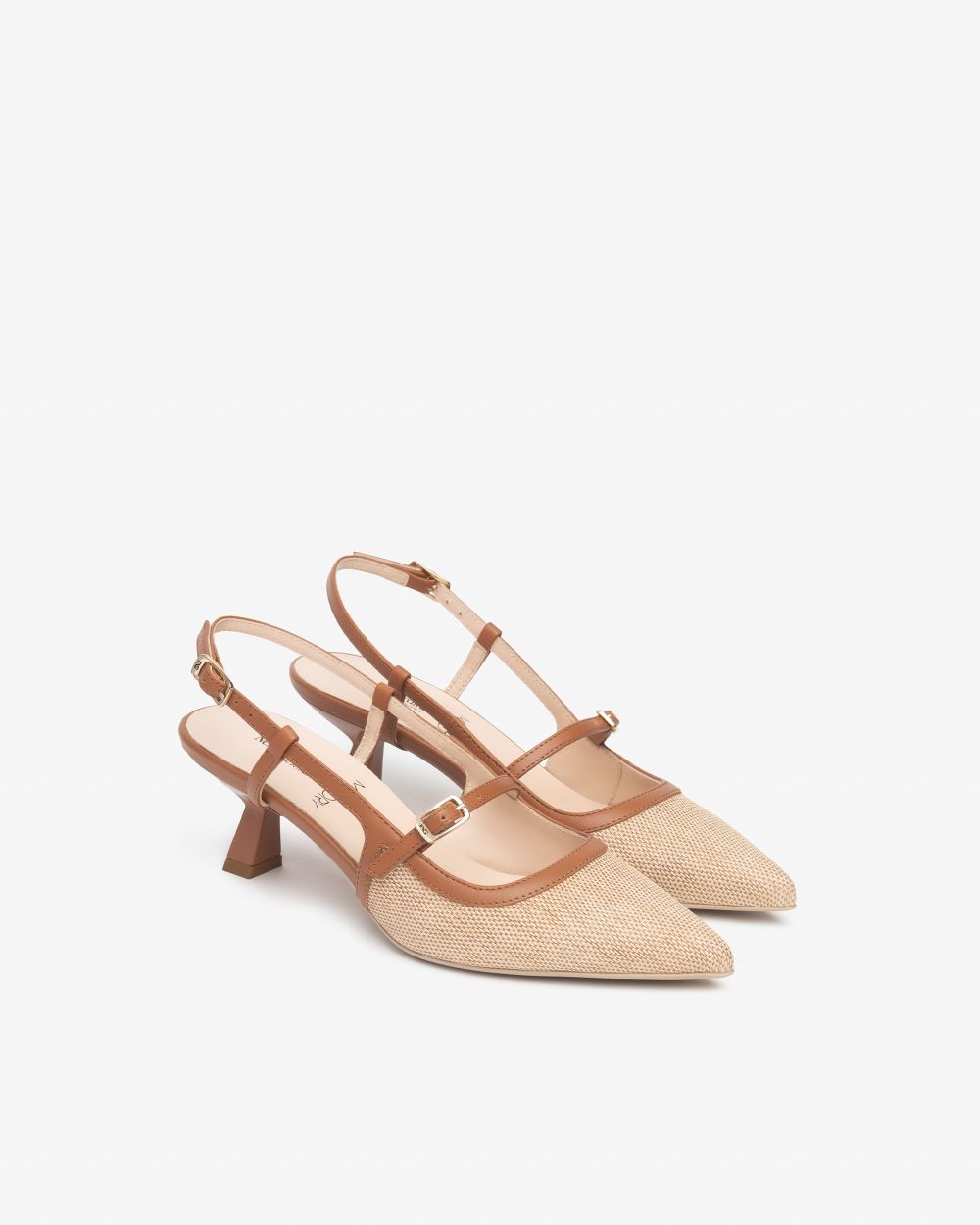 E615471D_420 Sling-Back Donna in Pelle e Tessuto NeroGiardini